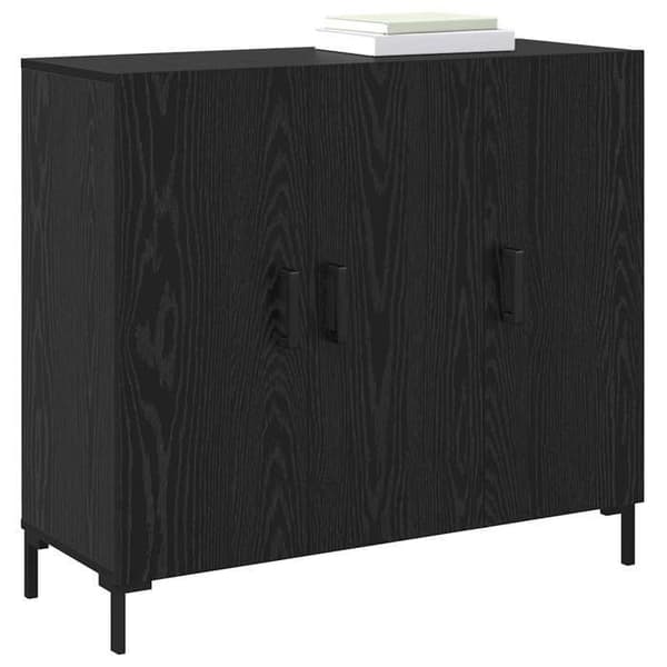Maison Exclusive - Buffet Sort egetræ 90 x 34 x 80 cm Ingeniørtræ svart ek