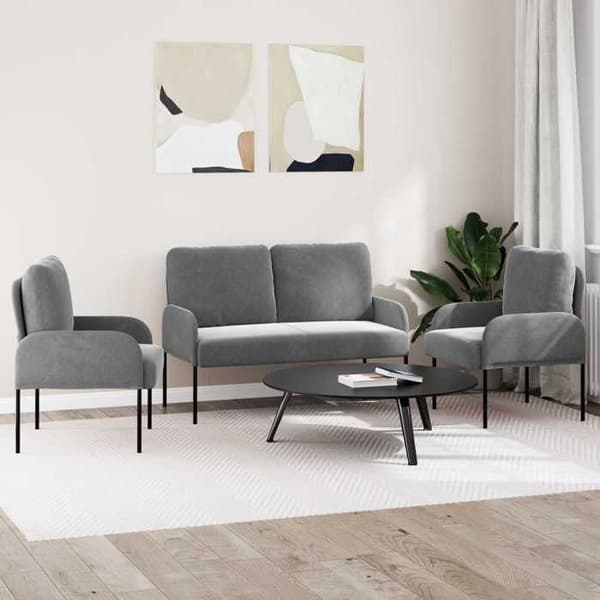 Maison Exclusive - 3-delade soffgrupper i mörkgrå sammet 115 x 56 x 80 cm Mörkgrå