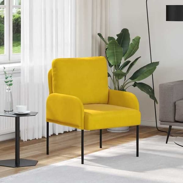 Sofa - EKSKLUSIVT HUS - Model 55 cm - Gul - Polyester - Metalben Gul