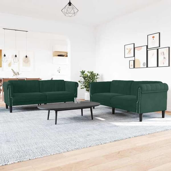 Maison Exclusive - 3 kpl tummanvihreä samettisohvasetti Mörkgrön