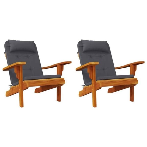 Maison Exclusive - Adirondack stolskuddar set om 2 antracit Oxford tyg