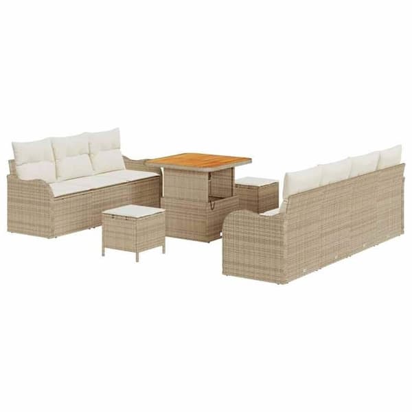 Trädgårdsmöbler - EXKLUSIVT HUS - Modulär - Beige - 10 delar - Höjdjusterbart bord beige