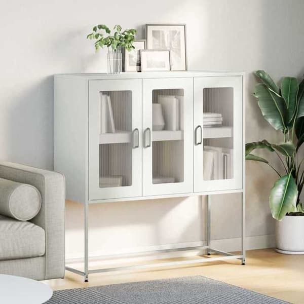 Maison Exclusive - Buffé vit 100,5x39x107 cm kallvalsat stål