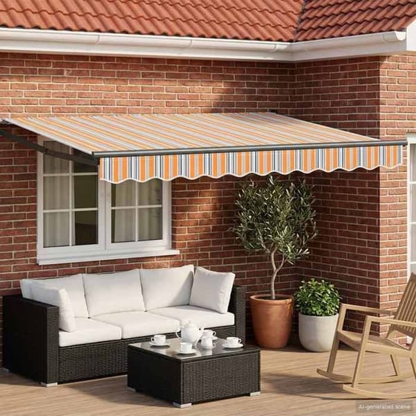 Maison Exclusive - Elektrisk utdragbar markis Blå och Orange 3,5 x 2,5 m