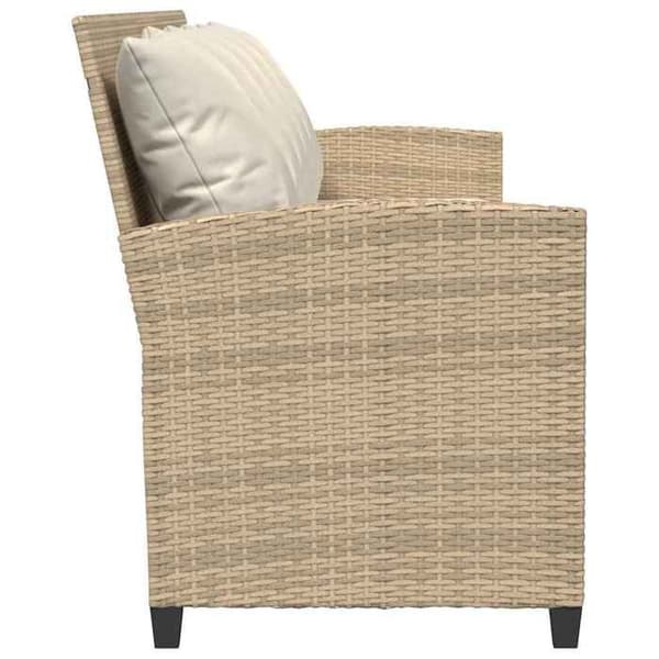 Maison Exclusive - Trädgårdsoffa med kuddar 5 platser beige flätad resin