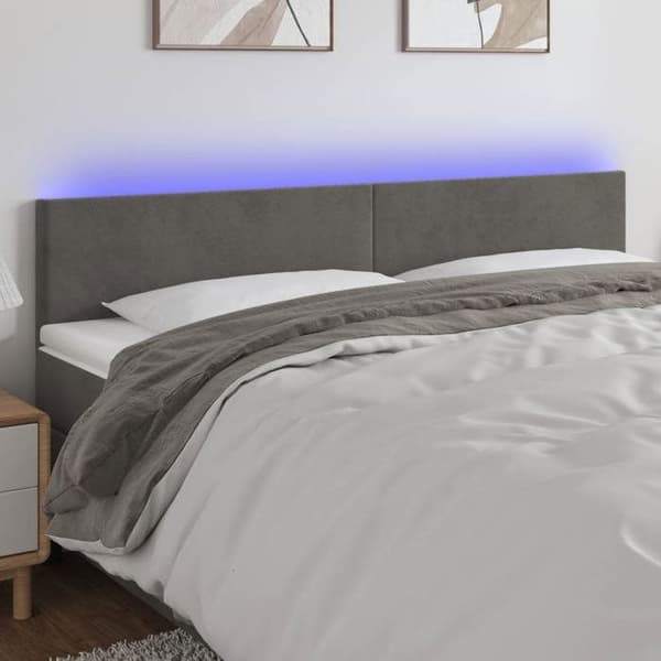 Maison Exclusive - LED Hovedgærde Mørkegrå 180x5x78/88 cm Velour Mörkgrå