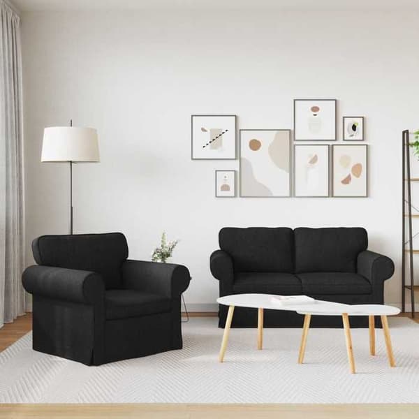Maison Exclusive - 2 kpl sohvasetti musta kangas Svart