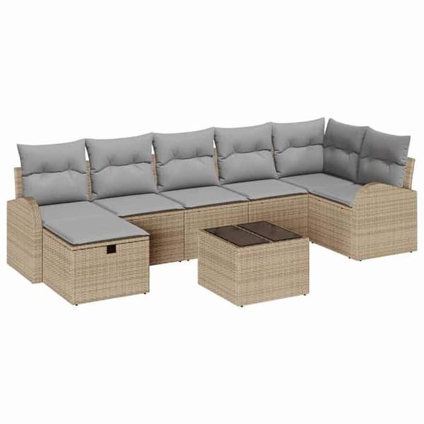 Maison Exclusive - 8 osan beige polyrottinkinen puutarhakalustesetti beige