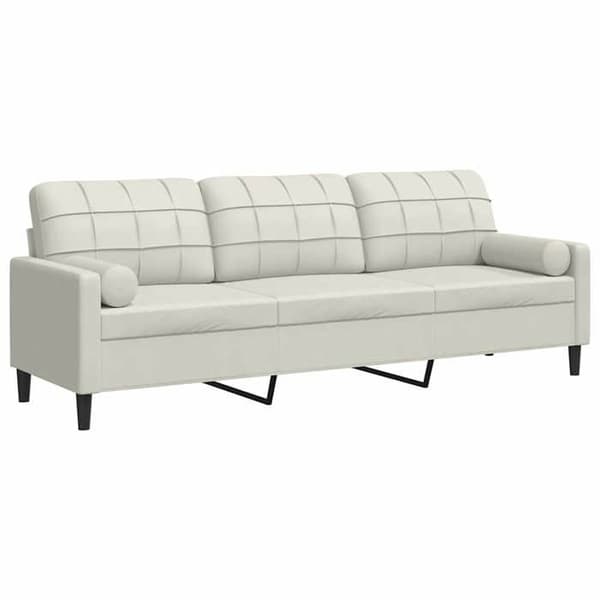 Maison Exclusive - Soffa 3 platser med dekorativa kuddar i krämfärg 210 cm sammet