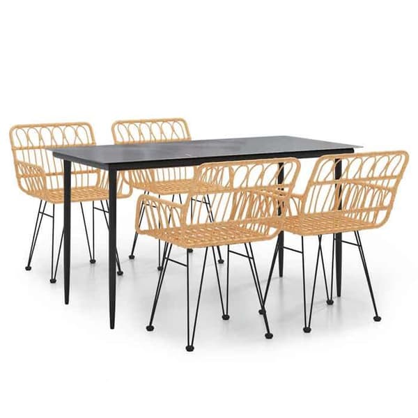 Maison Exclusive - Trädgårdsset 5 delar i flätad resin