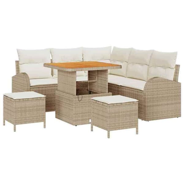 Maison Exclusive - 8 osan beige polyrottinkinen puutarhakalustesetti