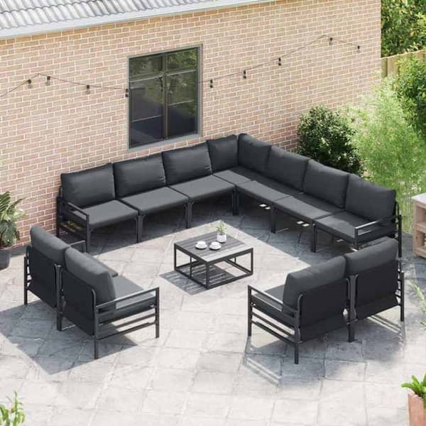 Maison Exclusive - Sæt af 12 pc have-sofa i sort stål Svart