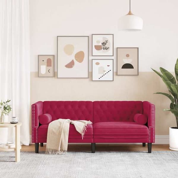 Maison Exclusive - Chesterfield-sohva, jossa on tyynyt, 2 paikkaa, sametti