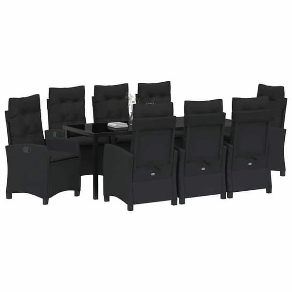 Maison Exclusive - 9 pc have spisebordssæt i sort polyrotin Svart