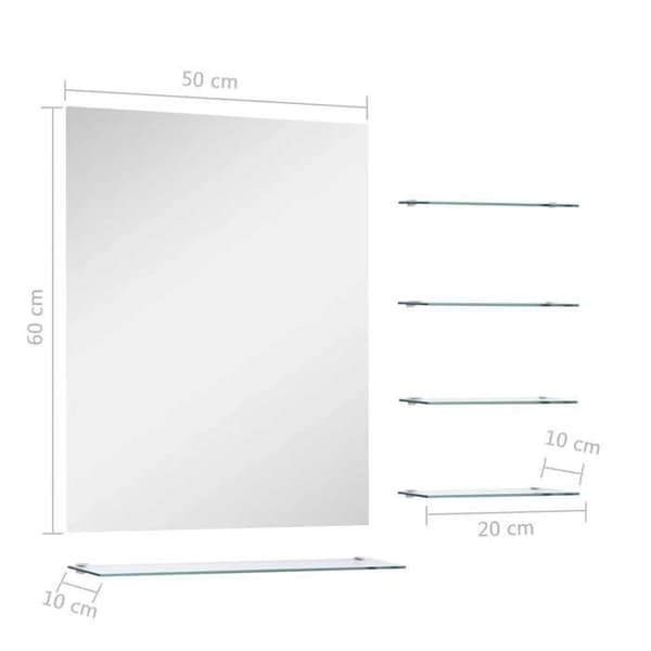 Maison Exclusive - Väggspegel med 5 hyllor Silver 50 x 60 cm