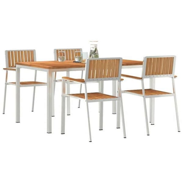 Utemöbelset - EXKLUSIV HUS - 5 delar 150x90x75 cm - Rostfritt stål - Rektangulär - Brun/silver brun
