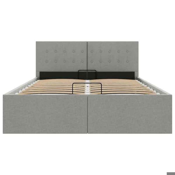 Sengestel - EKSKLUSIV HUS - 120 x 200 cm - Hydraulisk opbevaring - Grå polyesterstof - Lamelseng Ej specificerat