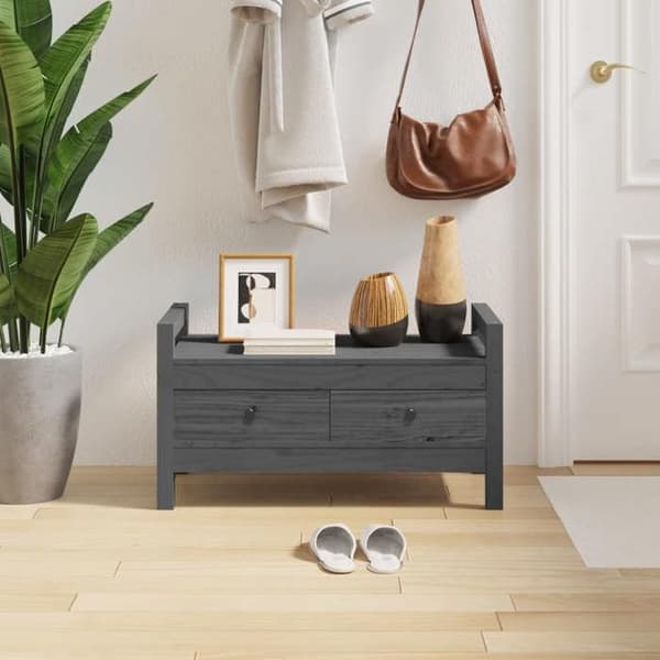 Maison Exclusive - Harmaa eteispankki 80x40x43 cm Massiivipine Grå