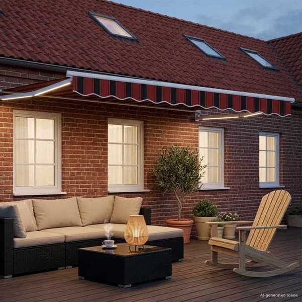 Sammenklappelig markise - EKSKLUSIV HUS - 3 x 2,5 m - Manuel - Solcelle-LED - Polyester PU