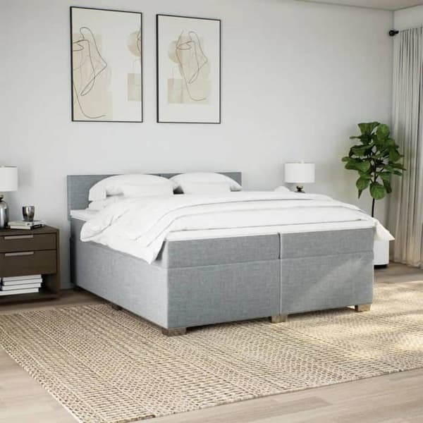 Maison Exclusive - Seng med lamelbund og madras Lys grå 200x200cm Stof