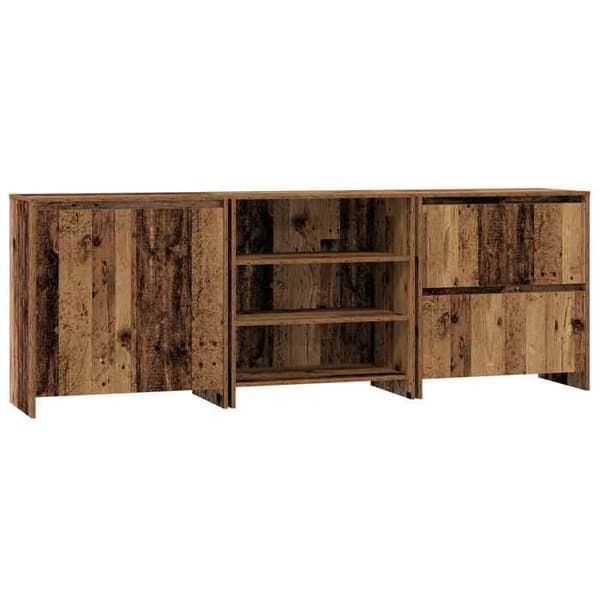 Maison Exclusive - Buffé 3 delar Antik trä 70 x 41 x 75 cm Ingenjörsträ