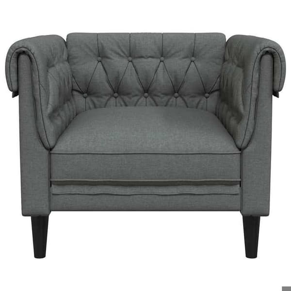 Maison Exclusive - Tummanharmaa Chesterfield-tuoli kangas