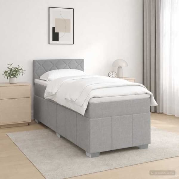 Maison Exclusive - Boxspring seng med madras Lys grå 90 x 200 cm Stof Ljusgrått