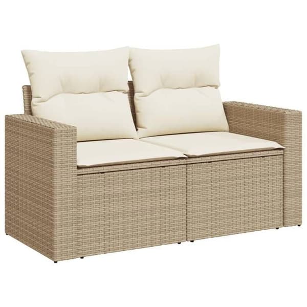 Maison Exclusive - Trädgårdsmöbler med kuddar 6 delar beige flätad resin