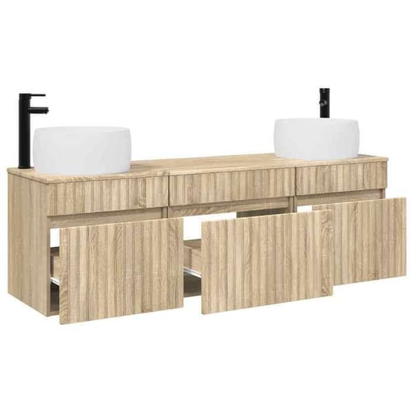 Maison Exclusive - Badeværelsesskabssæt 3 stk Sonoma Eg