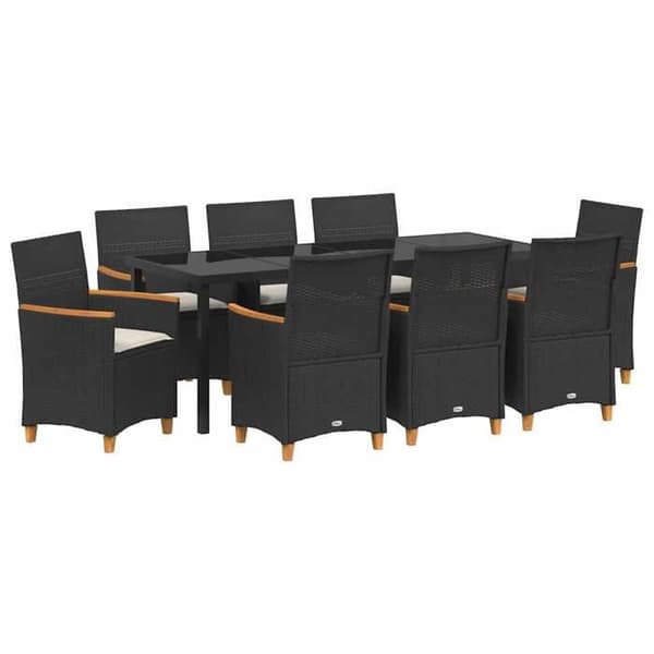 Maison Exclusive - 9 pc have spisebordssæt i sort polyrotin Svart