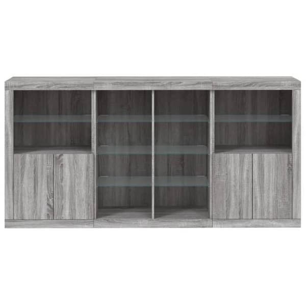 Maison Exclusive - Buffé med LED-lampor sonoma grå 202x37x100 cm