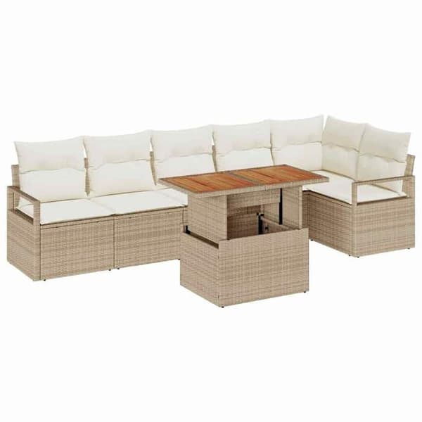 Trädgårdsmöbler - EXKLUSIVT HUS - Modulär - Beige - 7 delar - Poly rotting beige