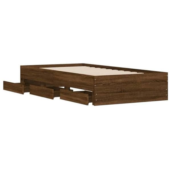 Maison Exclusive - Sengestel med skuffer uden madras, egetræ brun 75x190 cm