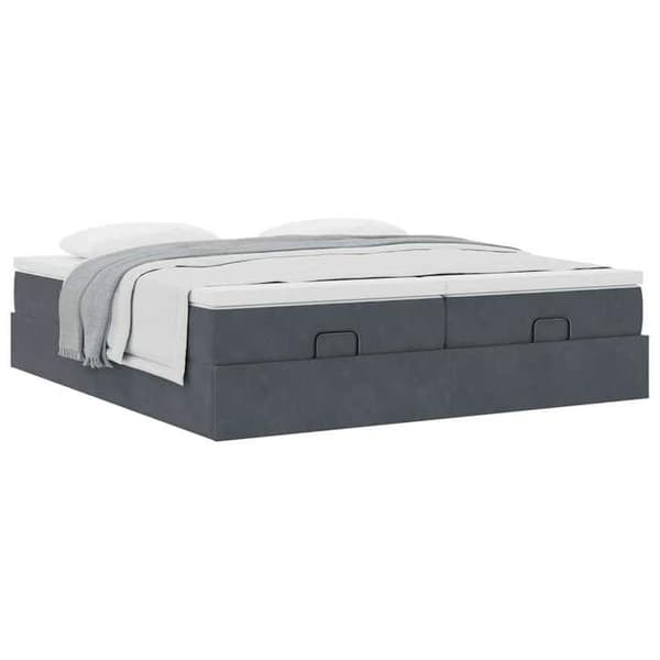 Maison Exclusive - Sängram ottoman med mörkgrå madrass 180x200cm sammet mörkgrå, vit