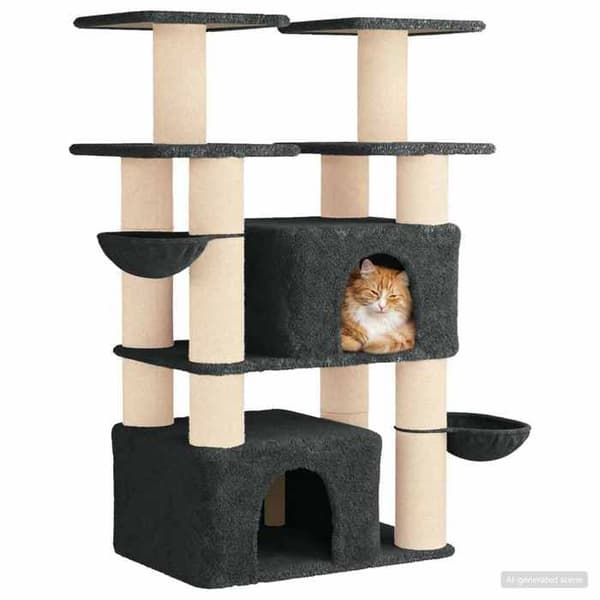 Maison Exclusive - Kattträd med sisal klöspinnar Mörkgrå 147 cm