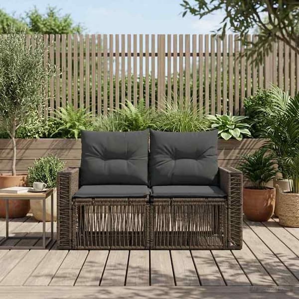 Havemøbel - EKSKLUSIVT HUS - Modulerbart - Grå - Poly rattan & stålramme - 2 pladser Grå