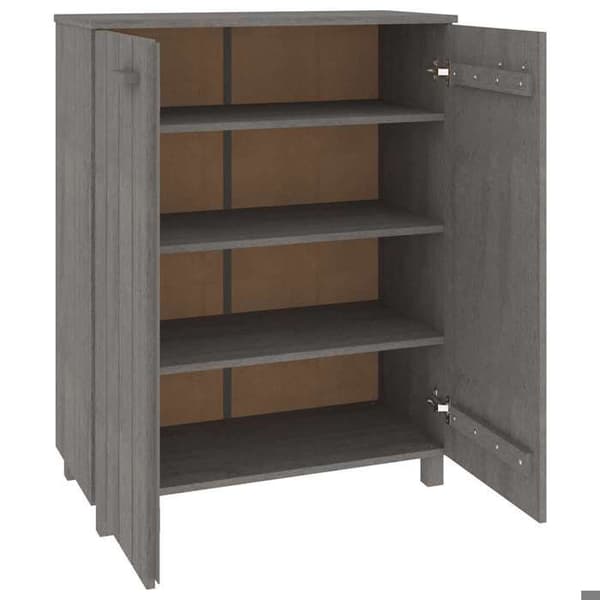 Maison Exclusive - Kenkäkaappi HAMAR Vaaleanharmaa 85x40x108 cm Massiivipuu Ljusgrått