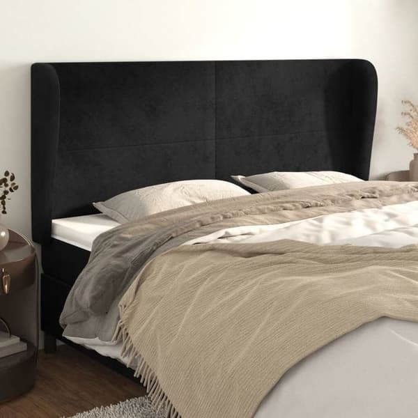 Maison Exclusive - Päätylevy korvilla Musta 183x23x118/128 cm Sametti