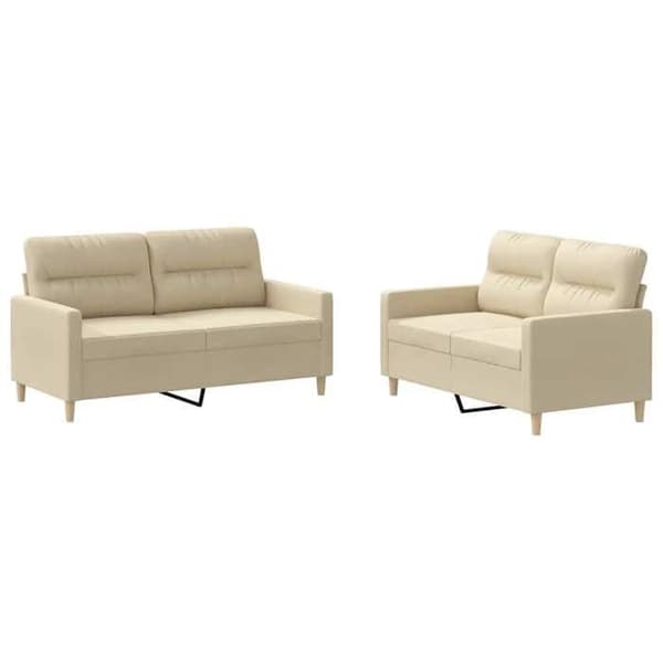 Maison Exclusive - Set med 2 soffor med kuddar i krämfärgad tyg Grädde