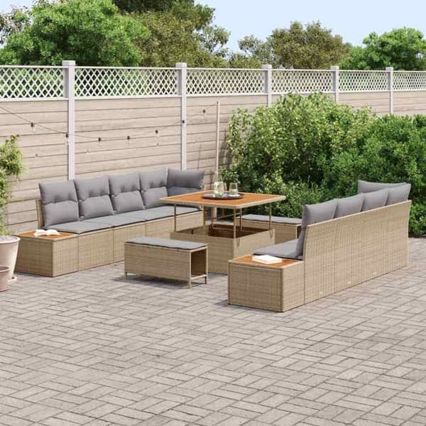 Lounge-soffor - MAISON EXCLUSIVE - 11-delars set - Beige - 10 platser - Höjdjusterbart bord
