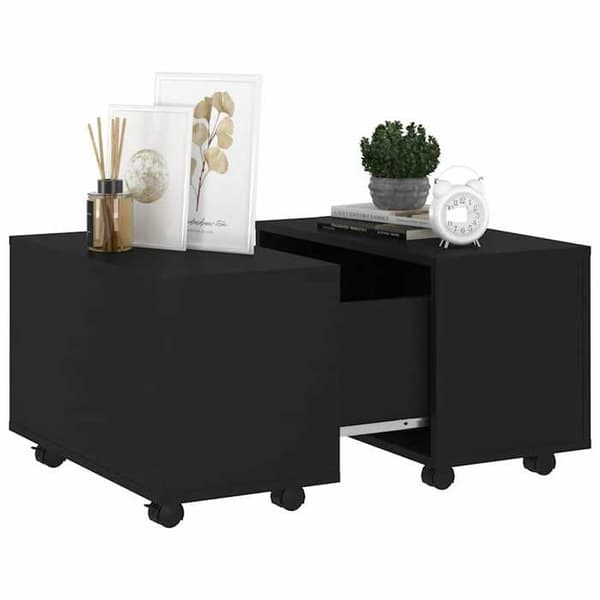 Maison Exclusive - Svart soffbord 60x60x38 cm ingenjörsträ