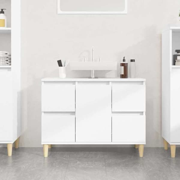 Maison Exclusive - Vit diskbänksmöbel 80x33x60 cm ingenjörsträ