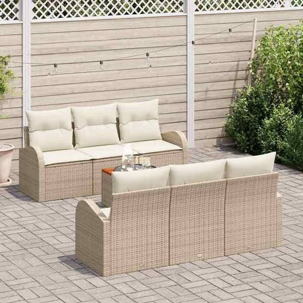 Maison Exclusive - 7 osan beige polyrottinkinen puutarhakalustesetti
