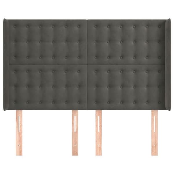 Maison Exclusive - Päätylevy korvilla Tummanharmaa 147x16x118/128 cm Sametti mörkgrå