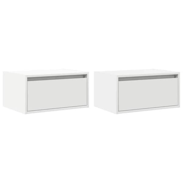 Maison Exclusive - Væghængte natborde med LED-lys 2 stk. hvid
