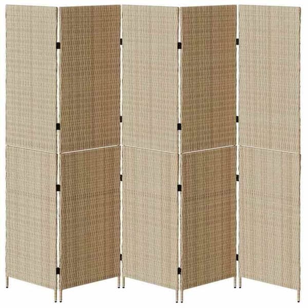 Paravent - EKSKLUSIV HUS - 242 x 180 cm - Polyrotin - Beige - Sammenklappelig beige