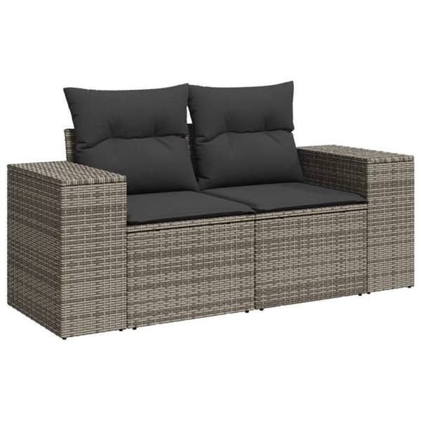 Maison Exclusive - Trädgårdsmöbler med kuddar 7 delar grå flätad resin