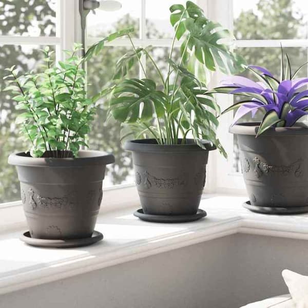 Kukkamaljakko - MAISON EXCLUSIVE - Pyöreä Ø22 x 18 cm - 24 kappaletta - Muovia - Musta Svart