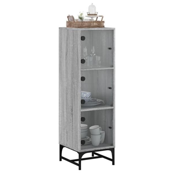 Maison Exclusive - Buffet med glasdøre sonoma grå 35x37x120 cm sonoma grå