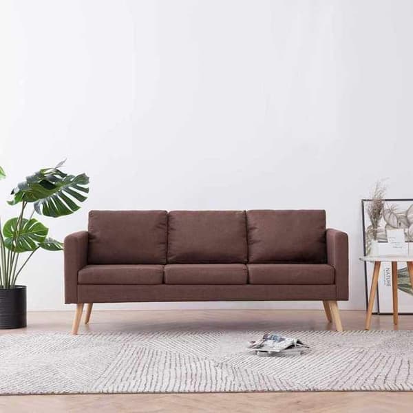 Soffa 3 platser - Maison Exclusive - Brun - Polyester tyg - Träram brun